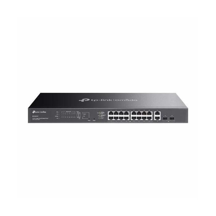 TP-Link Omada ES220GMP Switch 20 Puertos - Negociacion Automatica - 16xRJ45 PoE+ 1Gbps - 2xRJ45 1Gbps - 2xSFP - Soporta QOS - 2 Ventiladores Internos - Carcasa Metalica - Color Negro
