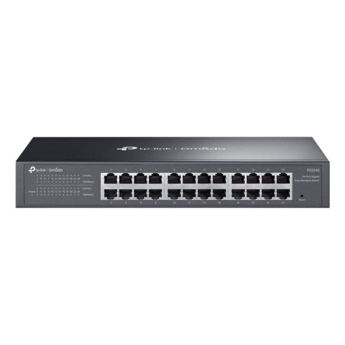 TP-Link Omada ES224G Switch 24 Puertos RJ45 1Gbps - Negociacion Automatica - Plug and Play - Soporta QOS - Conmutacion hasta 48Gbps - Color Negro