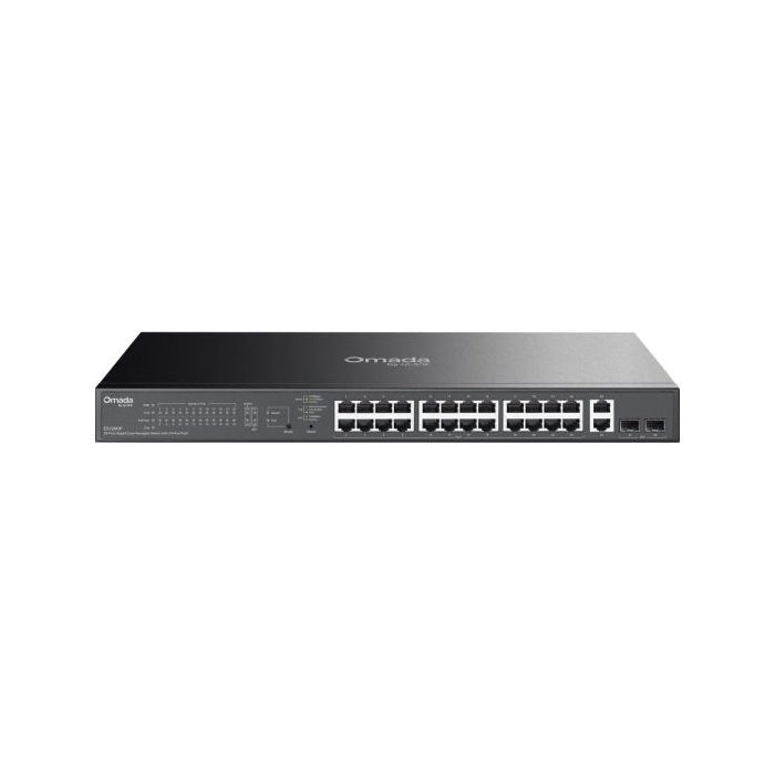 TP-Link Omada ES228GP Switch 28 Puertos - Gestionado - 26xRJ45 PoE+ 1Gbps - 2xSFP 1Gbps - Soporta QOS - 2 Ventiladores Internos - Conmutacion hasta 56Gbps - Carcasa Metalica - Color Negro