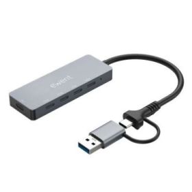 Ewent EW1151 Hub 4 Puertos - 4x USB-C Hasta 10Gbps + 1x USB-C Para Alimentacion Adicional de 5V - Color Gris
