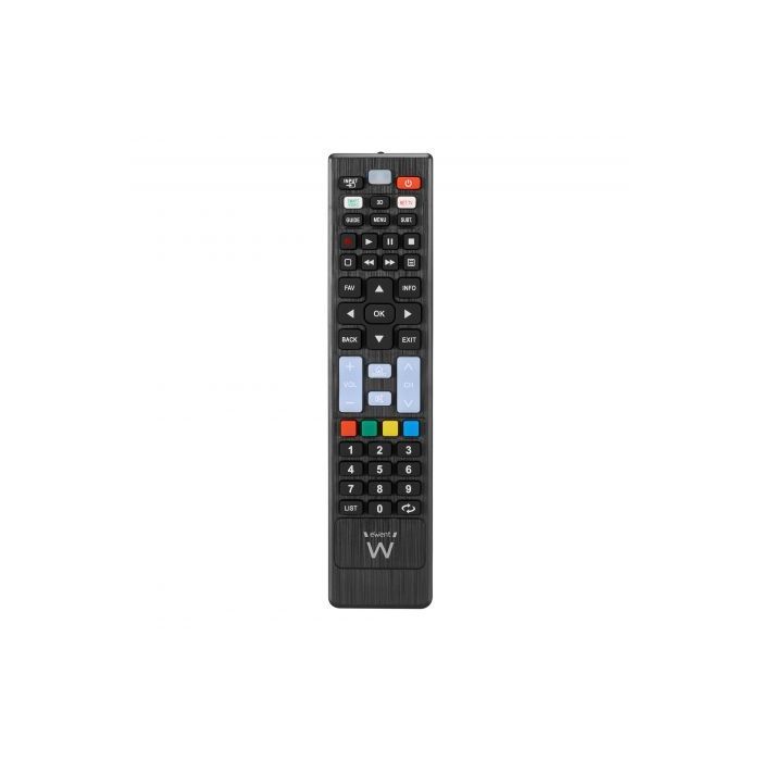 Ewent EW1577 Mando Universal para Lg, Samsung, Sony, Hisense y TCL - Preconfigurado - Botones NetTV y Smart Video - Color Negro
