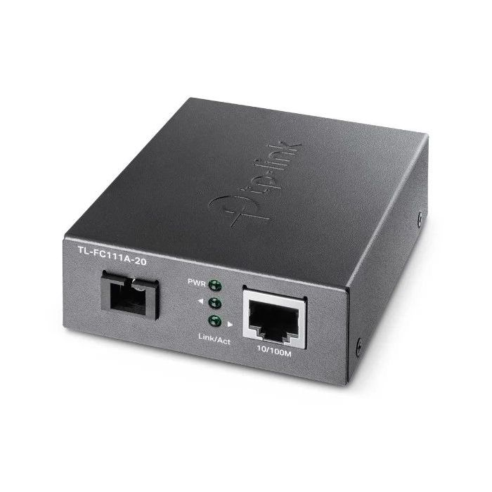 TP-Link Omada FC111A-20 Convertidor de Fibra a RJ45 - Fibra hasta 20km - Velocidad hasta 100Mbps - Auto Negociacion - Ethernet - Tecnologia WDM - Color Gris Oscuro