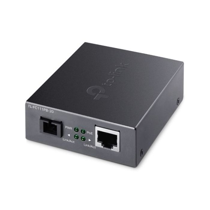 TP-Link Omada FC111PB-20 Convertidor de Fibra a RJ45 - Fibra hasta 20km - Velocidad hasta 100Mbps - Ethernet - Tecnologia WDM - Color Gris Oscuro