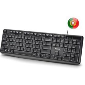 NGS Funky V4 Teclado USB - QWERTY Portugues - 12 Teclas Multimedia - Teclas de Membrana Silenciosas - Inclinacion Ajustable - Cable 1.5m - Color Negro