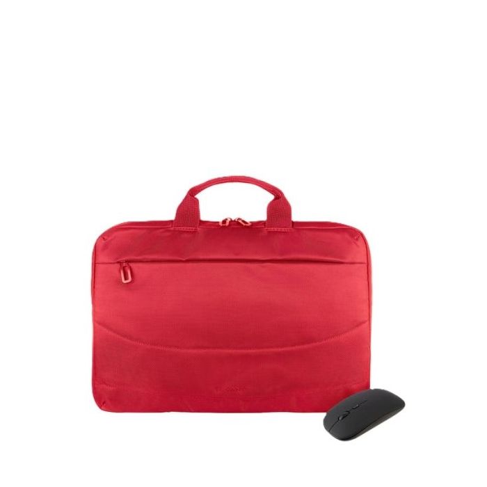 Tucano Idea Maletin Portatil 15,6" + Raton Inalambrico - Tamaño Slim - Interior Acolchado - Color Rojo