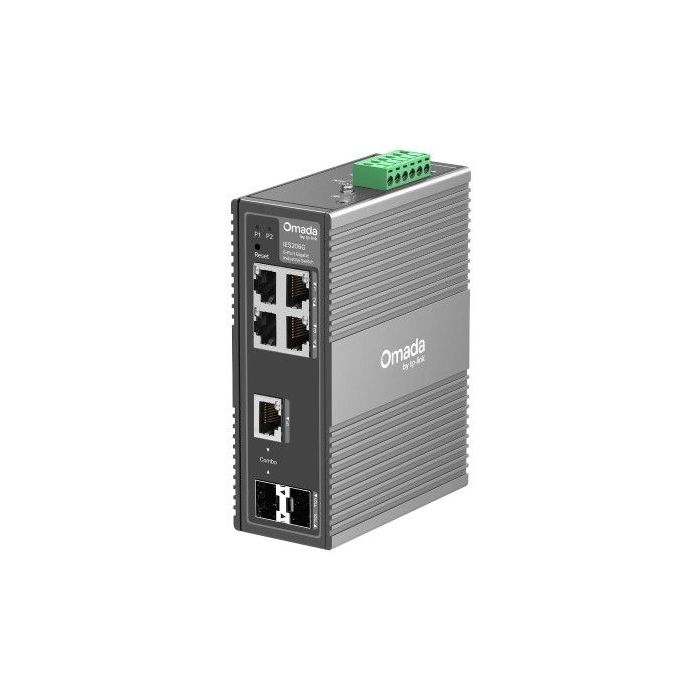 TP-Link Omada IES206G Switch 6 Puertos - Gestionado - 4xRJ45 1Gbps - 1xRJ45/SFP 1Gbps - 1xSFP 1Gbps - Soporta QOS - Conmutacion hasta 12Gbps - Color Gris Oscuro