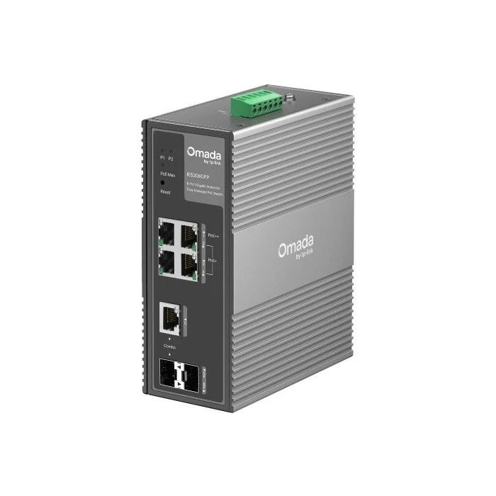 TP-Link Omada IES206GPP Switch 6 Puertos - Gestionado - 1xRJ45 PoE++ 1Gbps - 3xRJ45 PoE+ 1Gbps - 1xRJ45/SFP 1Gbps - 1xSFP 1Gbps - Soporta QOS - Conmutacion hasta 12Gbps - Color Gris Oscuro