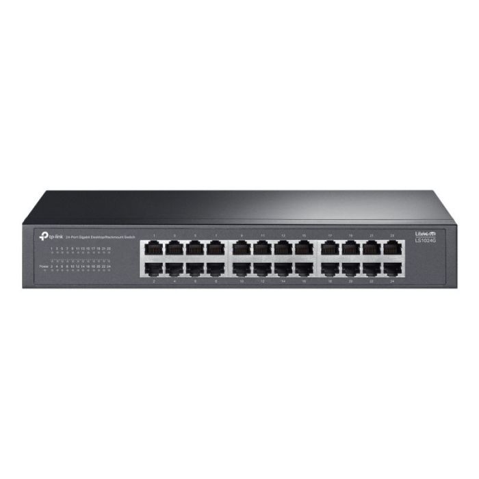 TP-Link LS1024G Switch 24 Puertos RJ45 1Gbps - No Administrado - Plug and Play - Soporta QOS - Silencioso - Conmutacion hasta 48Gbps - Carcasa Metalica - Color Negro