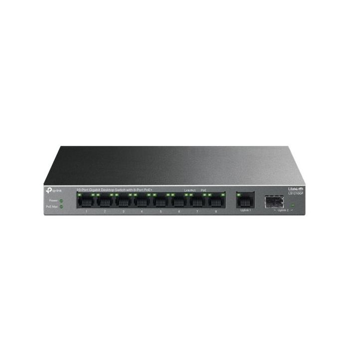 TP-Link LS1210GP LiteWave Switch 10 Puertos - No Administrado - 8xRJ45 PoE+ 1Gbps - 2xRJ45 1Gbps - Conmutacion hasta 20Gbps - Color Negro