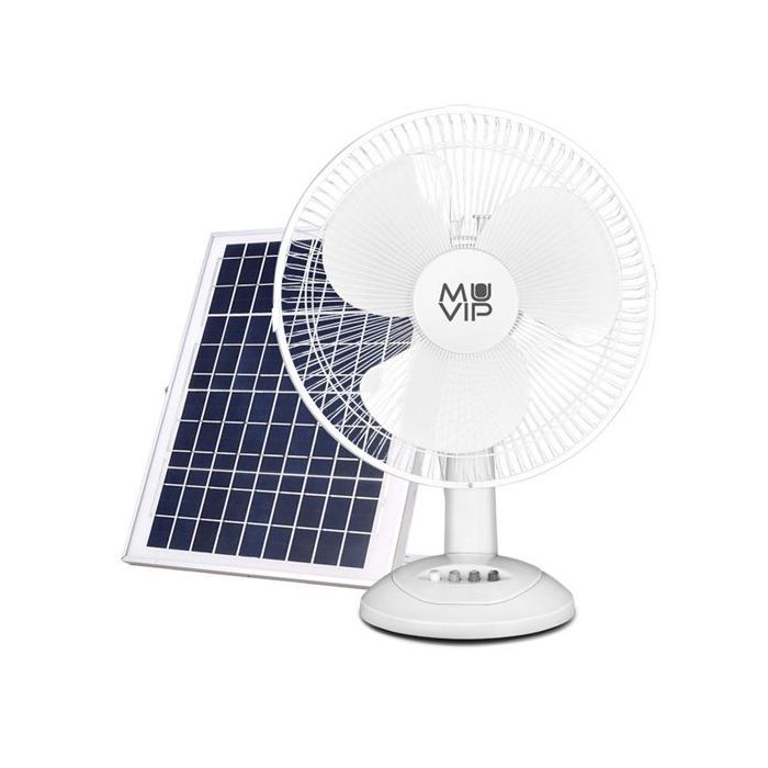 Muvip Ventilador de Sobremesa Solar - 15W - 3 Velocidades - Bateria de 8800MAH - Color Blanco