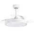 Muvip Ventilador de Techo Retractil - 30W - Luz LED Hasta 6000K - Temporizador - 6 Velocidades - Color Blanco