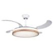 Muvip Ventilador de Techo Retractil - 30W - Luz LED Hasta 6000K - Temporizador - 6 Velocidades - Color Madera