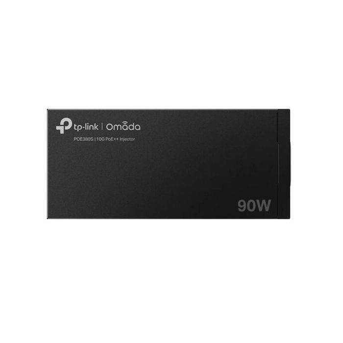 TP-Link Omada POE380S Inyector PoE - 90W - Velocidad hasta 10Gbps - 2x RJ45 - Deteccion Automatica - Plug and Play - Fuente de Alimentacion Integrada - Carcasa Metalica - Color Negro