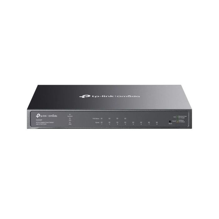 TP-Link Omada SG2008P Switch 8 Puertos RJ45 1Gbps - Negociacion Automatica - 4xPoE+ - Funciones y Seguridad Avanzada - Soporta QOS - Conmutacion 16Gbps - Carcasa Metalica - Color Negro