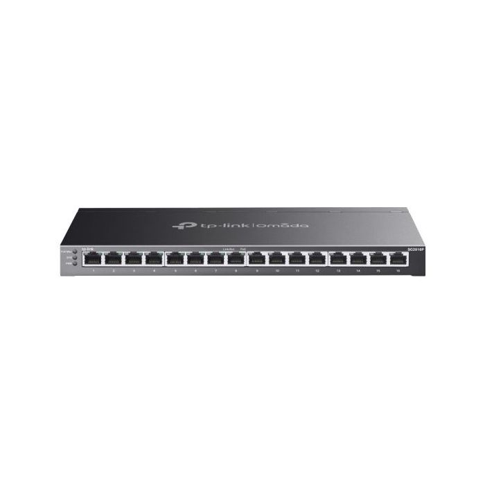 TP-Link Omada SG2016P Switch 16 Puertos - Negociacion Automatica - 8xRJ45 1Gbps - 8xRJ45 PoE+ 1Gbps - Conmutacion hasta 32Gbps - Soporta QOS - Carcasa Metalica - Color Negro