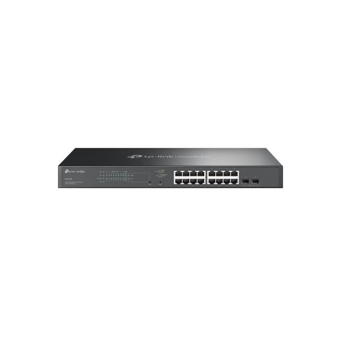 TP-Link Omada SG2218P Switch 18 Puertos - Control de Trafico - 16xRJ45 PoE+ 1Gbps - 2xSFP 1Gbps - Conmutacion 36Gbps - Soporta QOS - Seguridad Avanzada - Carcasa Metalica - Color Negro