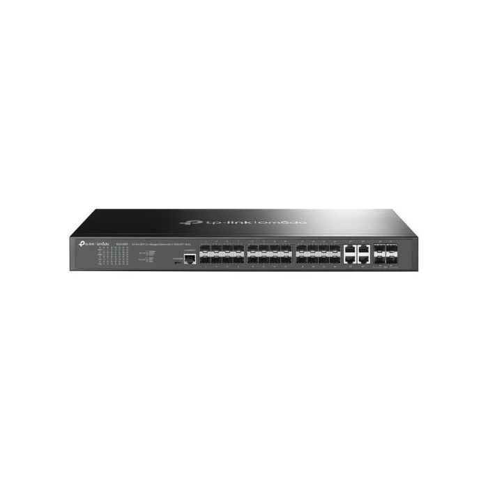 TP-Link Omada SG3428XF Switch 28 Puertos - Gestionado - 20xSFP - 4xRJ45/SFP Combo - 4xSFP+ 10Gbps - Soporta QOS - Doble Fuente de Alimentacion - Conmutacion hasta 128Gbps - Color Negro