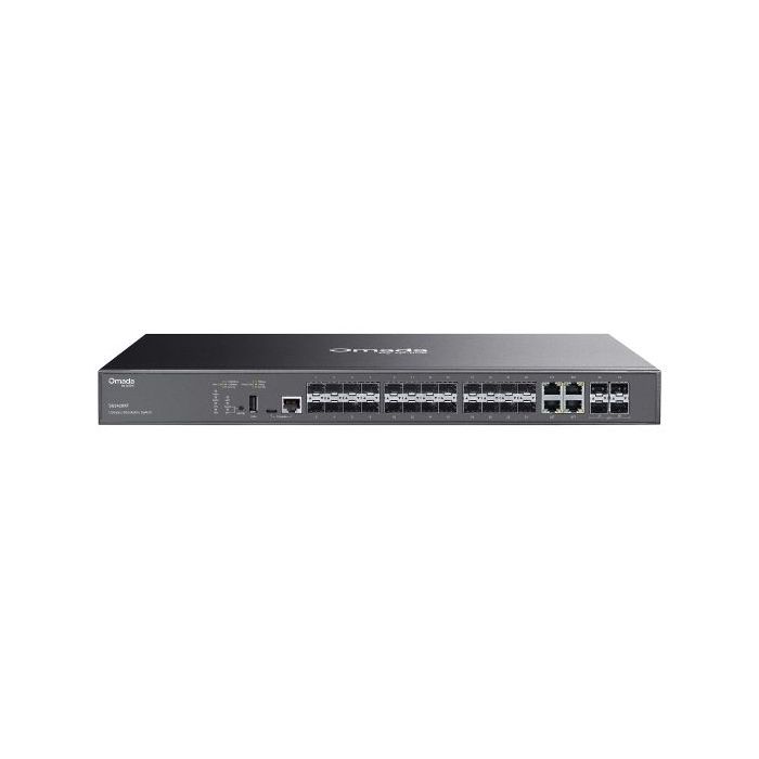 TP-Link Omada SG5428XF Switch 28 Puertos - Gestionable - 20xSFP - 4xRJ45/SFP Combo - 4xSFP+ 10Gbps - Conmutacion hasta 128Gbps - Color Negro