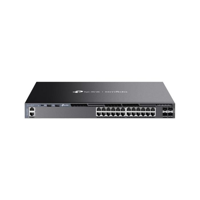 TP-Link Omada SG6428X Switch 28 Puertos - Gestionado - 24xRJ45 1Gbps - 4xSFP 10Gbps - Soporta QOS - Doble Fuente de Alimentacion - Conmutacion hasta 128Gbps - Color Negro