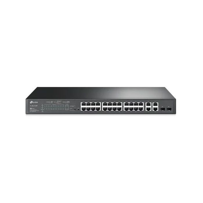 TP-Link Omada SL2428P Switch 30 Puertos - Gestionado - 24xRJ45 100Mbps - 4xRJ45 1Gbps - 2xRJ45/SFP 1Gbps - Soporta QOS - Montaje en Rack 1U - Color Negro
