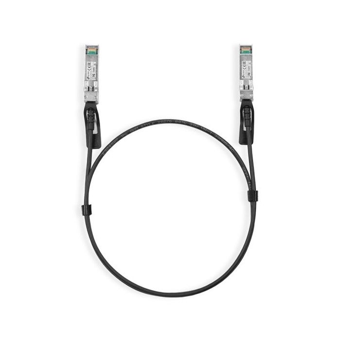 TP-Link Omada SM5220-1M Cable de Conexion Directa de 1m - Velocidad hasta 10Gbps - Conector 10G SFP+ - Cobre Plateado - Color Negro