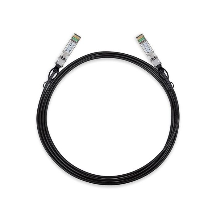 TP-Link Omada SM5220-3M Cable de Conexion Directa de 3m - Velocidad hasta 10Gbps - Conector 10G SFP+ - Cobre Plateado - Color Negro