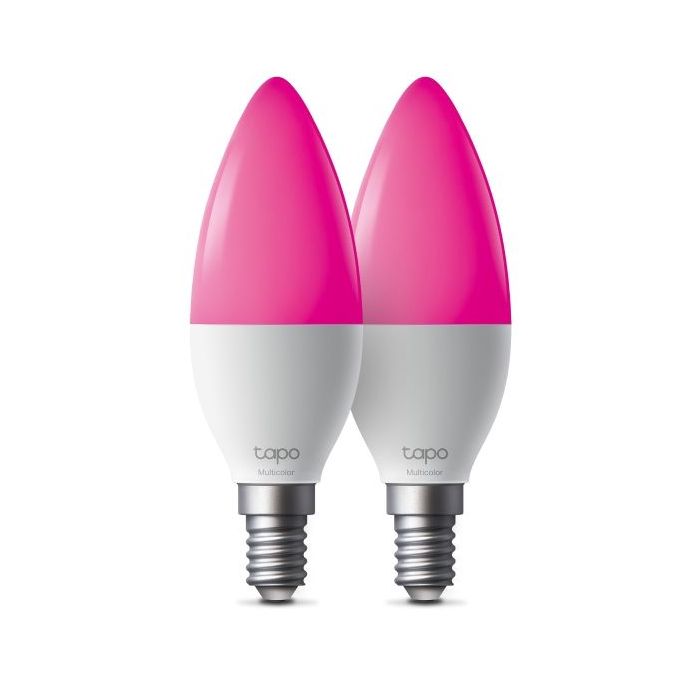 TP-Link Tapo L430C Pack de 2 Bombillas Inteligentes RGB - Bluetooth - Intensidad Regulable - Casquillo E14 - WiFi - Compatible con Asistente de Voz - Control con App - Multicolor
