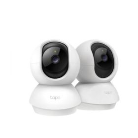 TP-Link Tapo TC71 Pack de 2 Camaras de Seguridad - 2K QHD - WiFi - Resolucion de 3Mpx - Vision Nocturna - Audio Bidireccional - Cancelacion de Ruido - Color Blanco y Negro