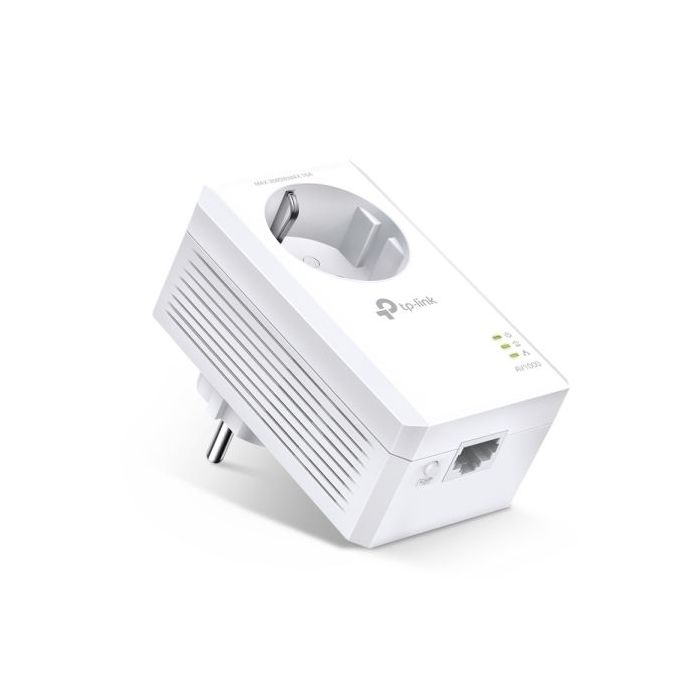TP-Link TL-PA7017P Adaptador Powerline - Velocidad hasta 1Gbps - Cobertura hasta 300m - Toma de Corriente Integrada - Ethernet - Plug and Play - Color Blanco