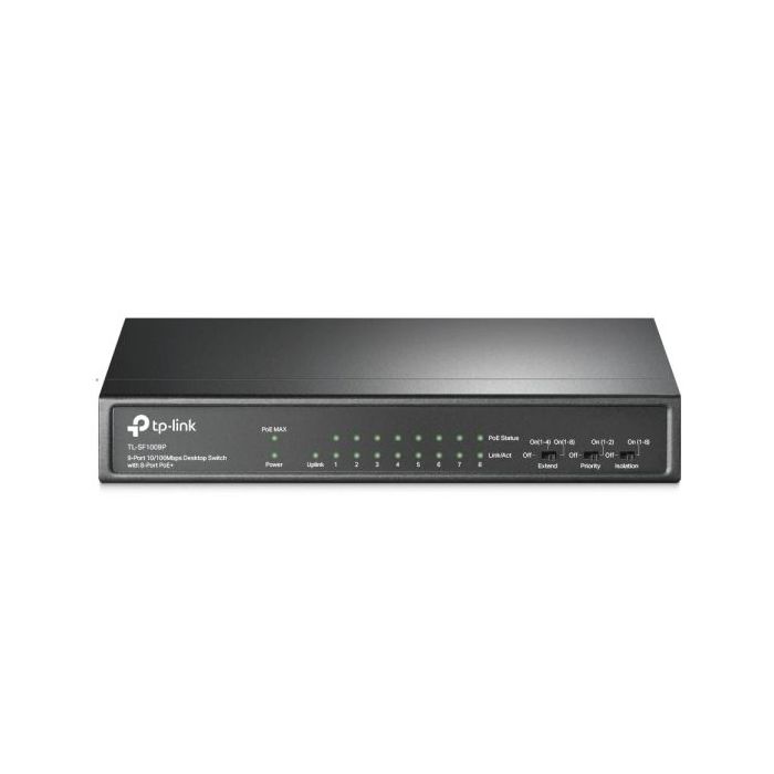 TP-Link TL-SF1009P Switch con 9 Puertos RJ45 100Mbps - No Administrado - 8xPoE+ - Plug and Play - Recuperacion Automatica - Color Negro