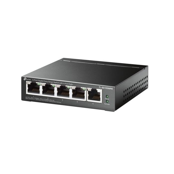 TP-Link TL-SG105MPE Switch 5 Puertos RJ45 1Gbps - Negociacion Automatica - Conmutacion hasta 10Gbps - Soporta QOS - Autorecuperacion - Plug and Play - Color Negro