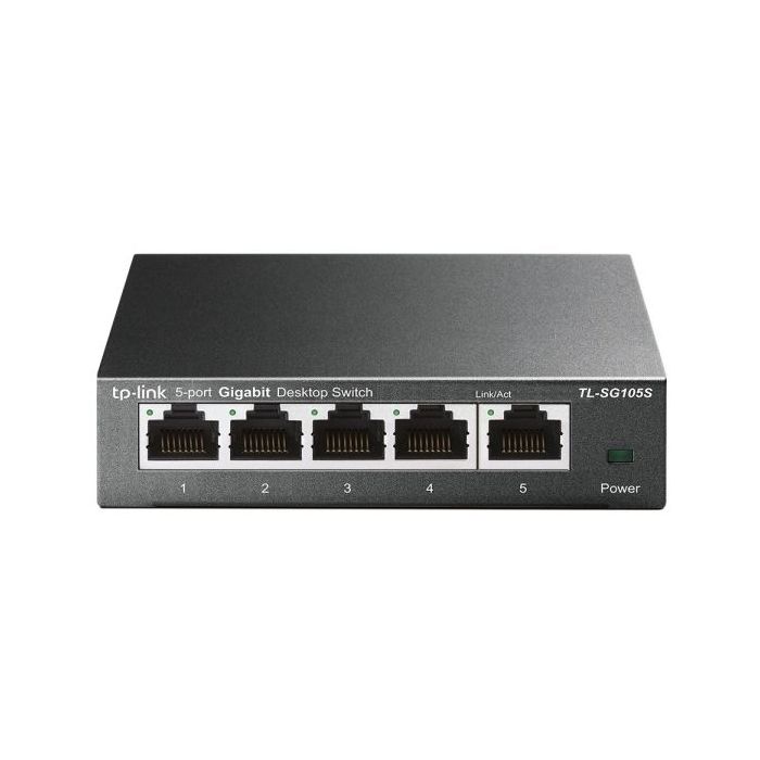 TP-Link TL-SG105S Switch 5 Puertos RJ45 100Mbps - No Administrado - Soporta QOS - Indicadores LED - Plug and Play - Color Negro