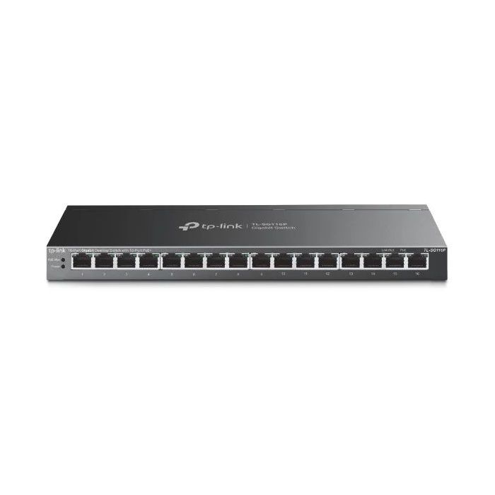 TP-Link TL-SG116P Switch 16 Puertos - No Administrado - RJ45 PoE 1Gbps - Conmutacion hasta 32Gbps - Recuperacion Automatica - Color Negro