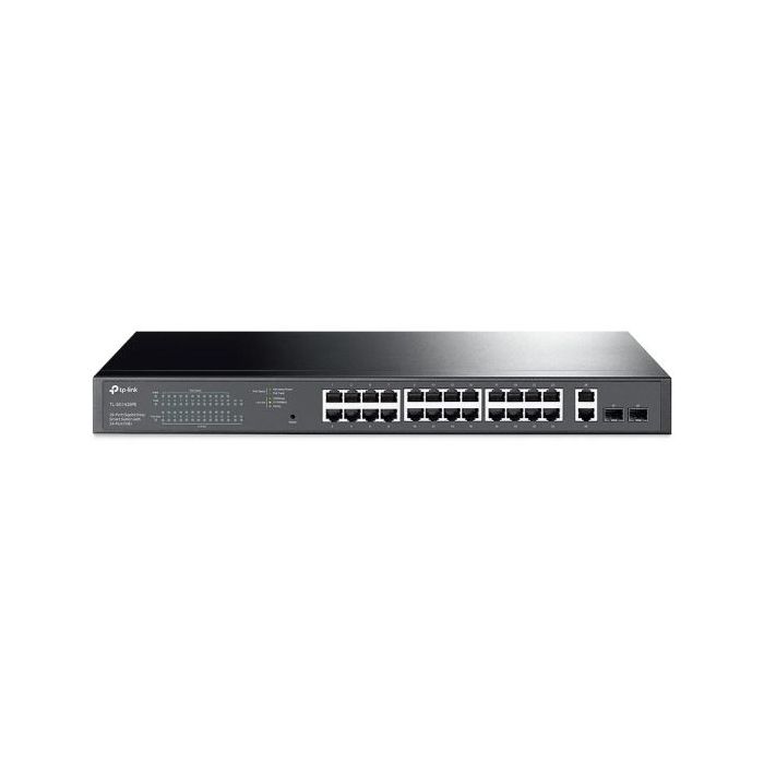 TP-Link TL-SG1428PE Switch 28 Puertos - Gestionado - 24xRJ45 PoE+ 1Gbps - 2xRJ45 1Gbps - 2xSFP 1Gbps - Soporta QOS - Recuperacion Automatica - 2 Ventiladores Internos - Color Negro