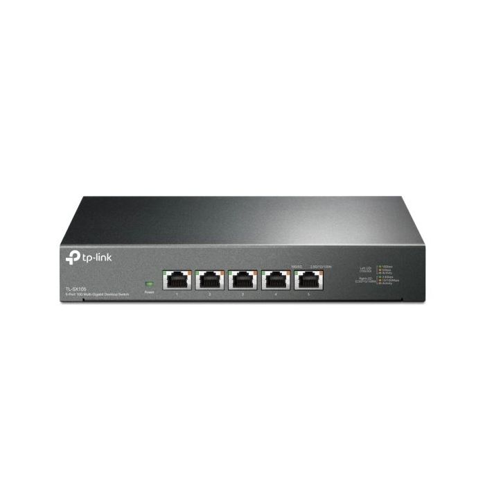 TP-Link TL-SX105 Switch 5 Puertos RJ45 10Gbps - Negociacion Automatica - Conmutacion hasta 100Gbps - Soporta QOS - Plug and Play - Color Negro
