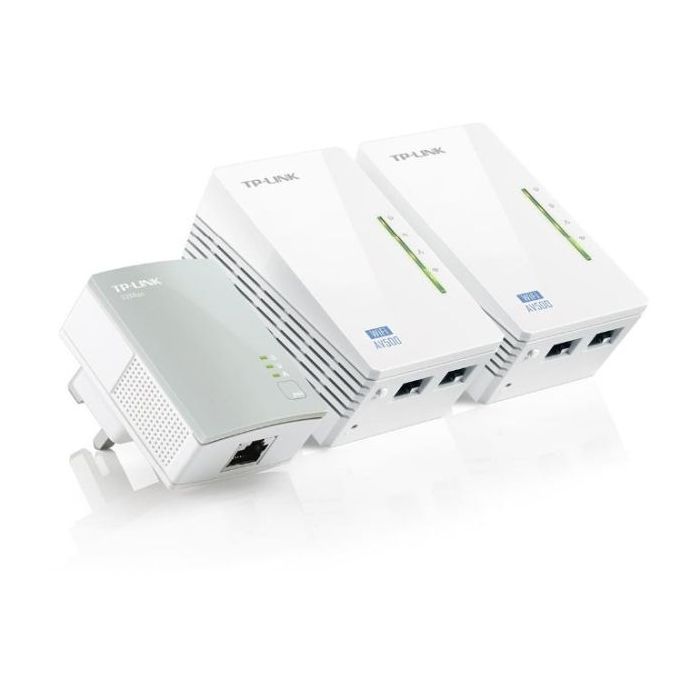 TP-Link TL-WPA4220 TKIT Pack de 3 Adaptadores Powerline - Velocidad hasta 300Mbps - Cobertura hasta 300m - WiFi AV600 - 2 Puertos Ethernet - Plug and Play - Color Blanco