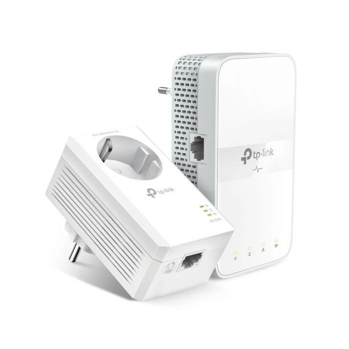 TP-Link TL-WPA7617 KIT Pack de 2 Adaptadores Powerline - Velocidad hasta 1Gbps - Cobertura hasta 300m - Toma de Corriente Integrada - WiFi - Ethernet - Plug and Play - Color Blanco