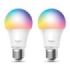 TP-Link TL13E Pack de 2 Bombillas Inteligentes RGB - Casquillo E27 - Intensidad Regulable - WiFi - Compatible con Asistente de Voz - Control con App - Multicolor