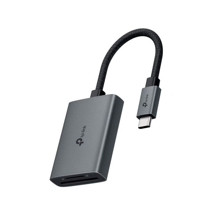TP-Link UA430C Lector de Tarjetas SD y MicroSD - Velocidad hasta 5Gbps - Cable USB-C de 15cm - Capacidad Maxima 2TB - Plug and Play - Aluminio - Color Gris Oscuro