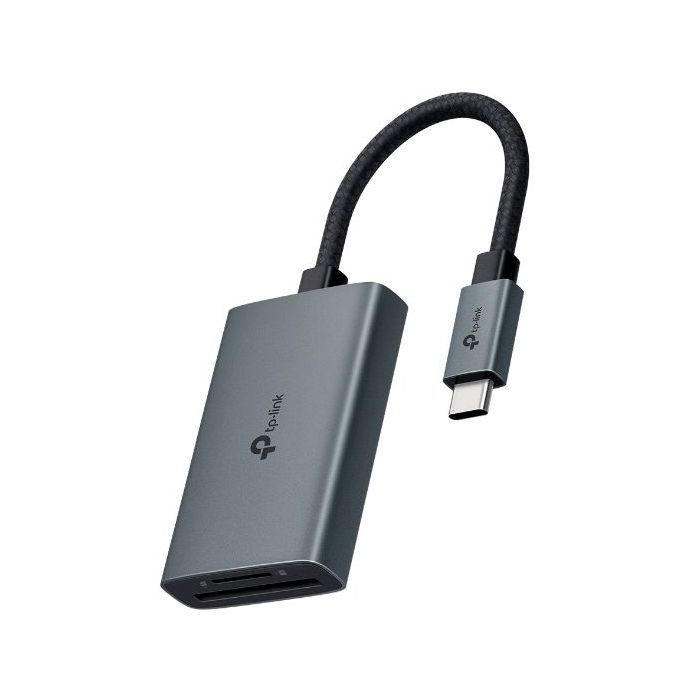 TP-Link UA440C Lector de Tarjetas SD y MicroSD - Velocidad hasta 5Gbps - Cable USB-C de 15cm - Capacidad Maxima 2TB - Plug and Play - Aluminio - Color Gris Oscuro