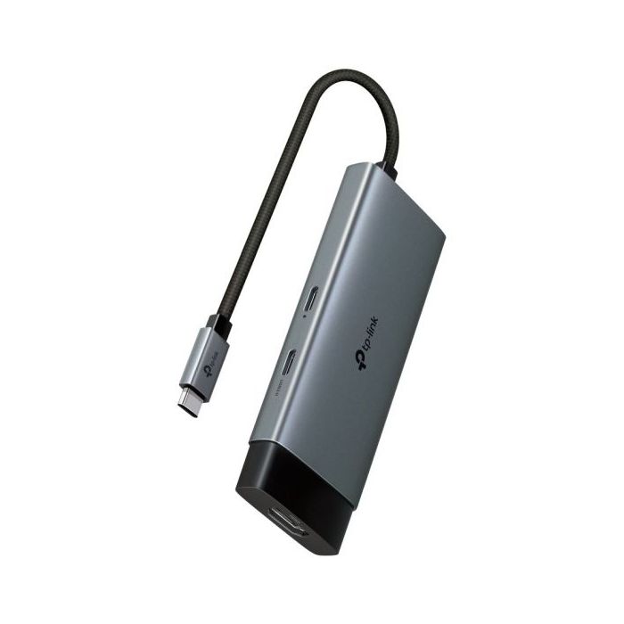 TP-Link UH5020C Hub 5 en 1 - HDMI 4K - 2xUSB-C - 2xUSB-A - Cable USB-C de 18cm - Plug and Play - Aluminio - Color Negro y Gris