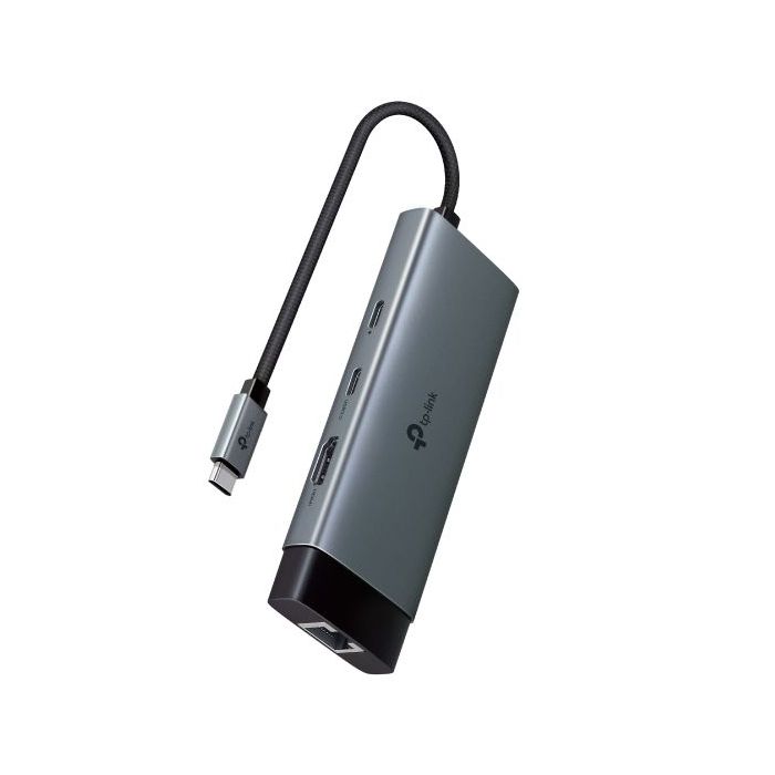 TP-Link UH6120C Hub 6 en 1 - Power Delivery 100W - HDMI 4K - Ethernet RJ45 1Gbps - 2xUSB-C - 2xUSB-A - Cable USB-C de 18cm - Aluminio - Color Negro y Gris