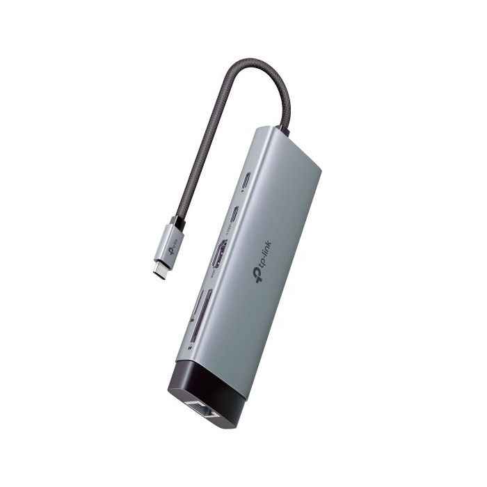 TP-Link UH9120C Hub 9 en 1 - Power Delivery 100W - HDMI 4K - Ethernet RJ45 1Gbps - 2xUSB-C - 3xUSB-A - SD - MicroSD - Cable USB-C de 18cm - Aluminio - Color Negro y Gris