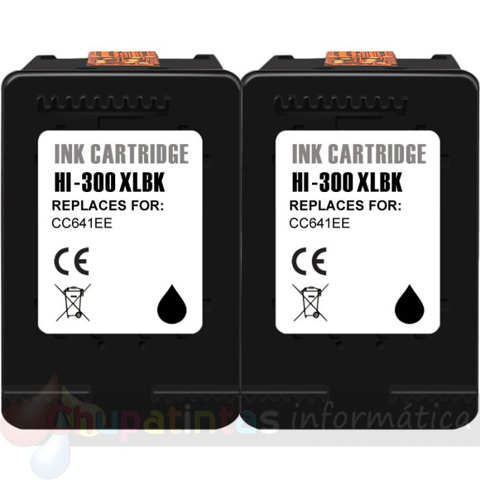 HP 300XL Negro Pack de 2 Cartuchos de Tinta Remanufacturados