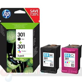HP 301 Negro + Color Pack de 2 Cartuchos de Tinta Originales - N9J72AE