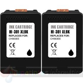 HP 301XL Negro Pack de 2 Cartuchos de Tinta Remanufacturados