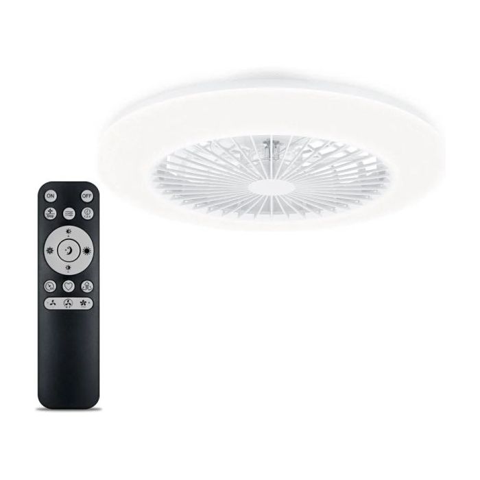 Philips Amigo Flat Fan Ceiling IR RD Ventilador de Techo con Luz LED Hasta 6500K - Aspas Integradas - 20W Ventilador + 42W Luz  - Mando a Distancia - Color Blanco