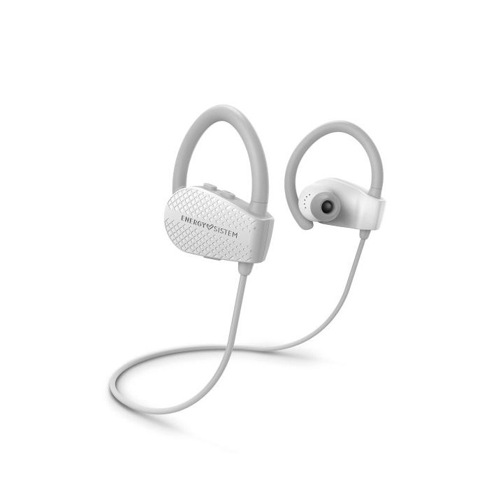 Energy Sistem Sport 1+ Auriculares Deportivos - Bluetooth 5.1 - Hasta 8 Horas de Autonomia - Microfono con Funcion Manos Libres y Control por Voz - Sistema de Fijacion Secure-Fit - Resistente al Sudor - Color Blanco