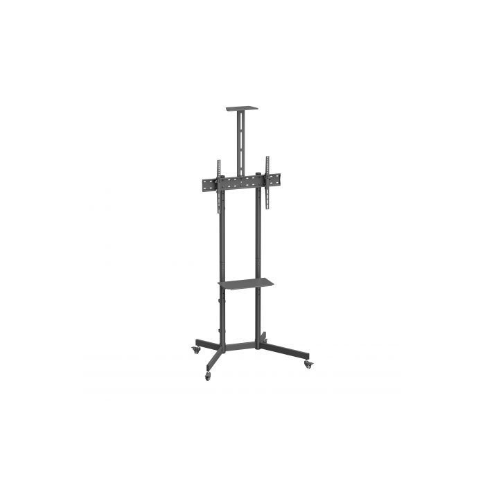 Ewent Soporte de Suelo con Ruedas para Pantallas 37"-70" - Bloqueo de Ruedas - Bandejas - Peso Max 50Kg - VESA 600X400mm - Color Negro