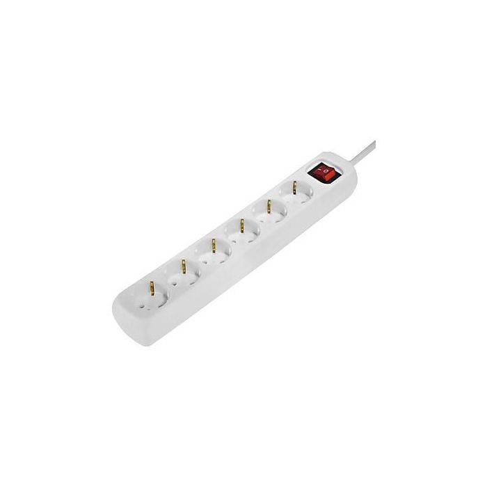 Hama Regleta Alimentacion con 6 Tomas - Cable 1.4m - Interruptor de Encendido - 33.7x5.5x4.7cm - Color Blanco